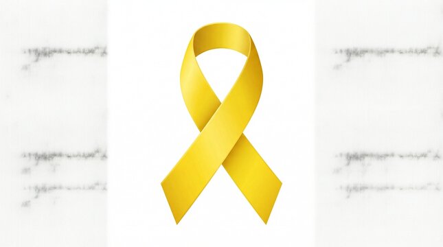 Yellow awareness ribbon symbol for charity and health
