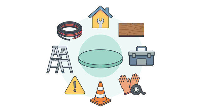 Construction and repair tools flat design icons