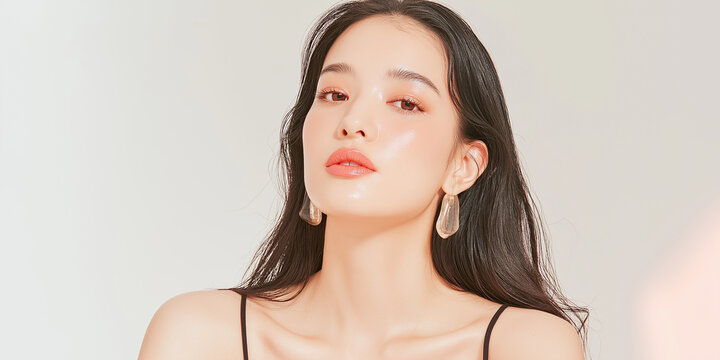 美容, 女性, スキンケア, 化粧品, ビューティー, 若い女性, 美肌, 日本人, アジア人, フェイシャル, メイク, 美容液, 保湿, クリーム, エイジングケア, 美容医療, エステ, 美容クリニック, 肌ケア, ナチュラルメイク, 透明感, ツヤ肌, モデル, 笑顔, ポートレート, クローズアップ, リラックス, 癒し, 健康的, 美白, コラーゲン, ヒアルロン酸, アンチエイジング