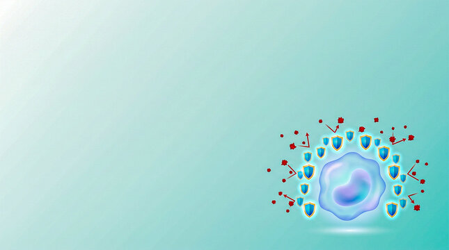 Glowing immune defense shielding healthy cells from pathogens