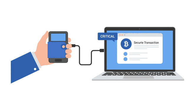 Secure Bitcoin Hardware Wallet Connection to Laptop for Critical Crypto Transactions