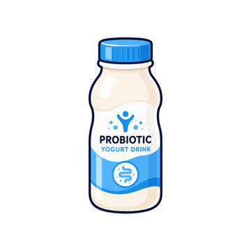 Probiotic Yogurt Bottle Vector Illustration