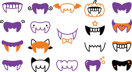 Obraz premium Halloween costume teeth monster mouth graphics collection