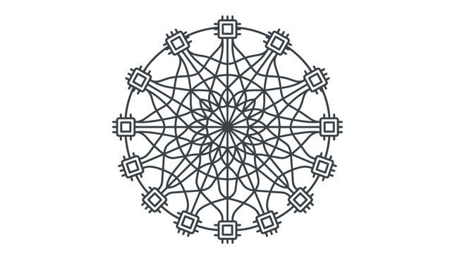 Abstract circular technology pattern with microprocessor chip elements.