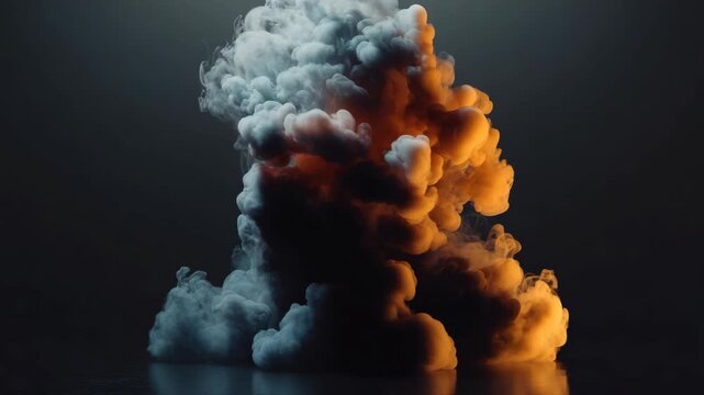A breathtaking view of a volcano eruption with lava and smoke.