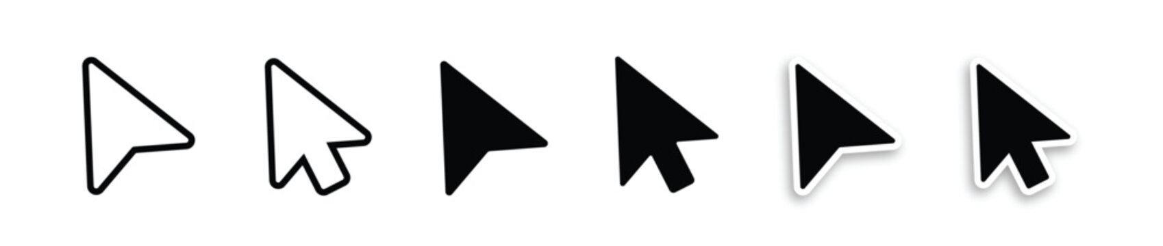 Evolution of computer cursor and mouse pointer icons from classic arrow to modern hand pointer