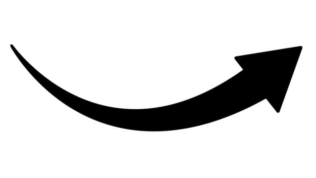Long arrows icon. Long curved hand drawn arrow isolated animation on white background.