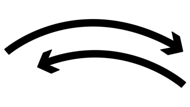 Dual sided arrow vector. black curve arrow. arch Double arrow icon. Semicircular curved double headed arrow black background.pointing left and right white background..