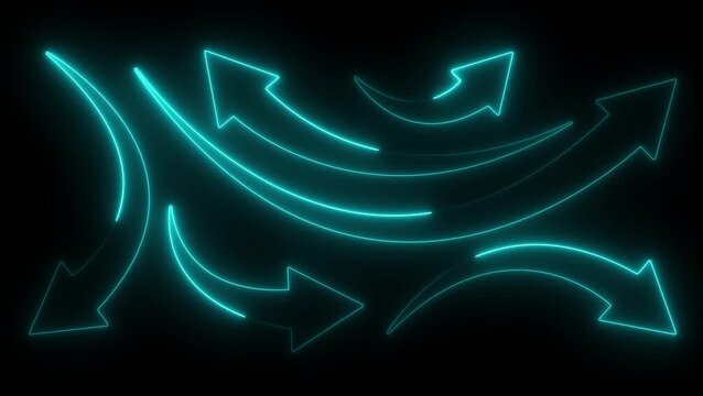Curved arrow icons. Bold arrow symbol curved flat design isolated. Long curved chine arrow vector. Vector illustrator animation on black background.
