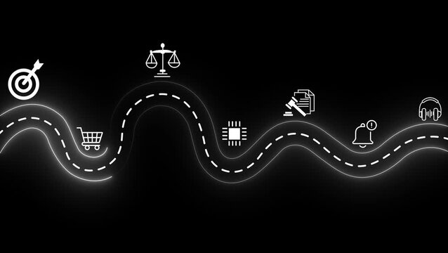 Horizontal asphalt road template. Winding road vector illustration. Seamless highway marking black on background.