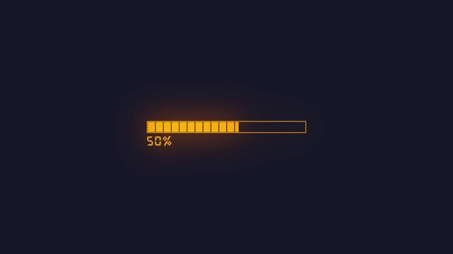 Cyan color loading bar animation,Processing 0 to 100 percent.