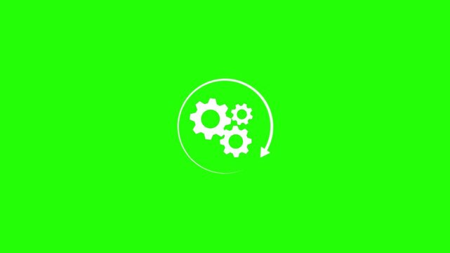 Group of gears. Alpha channel. Gears rotating animation. cogwheel gear icon logotype rotating animation. 4k