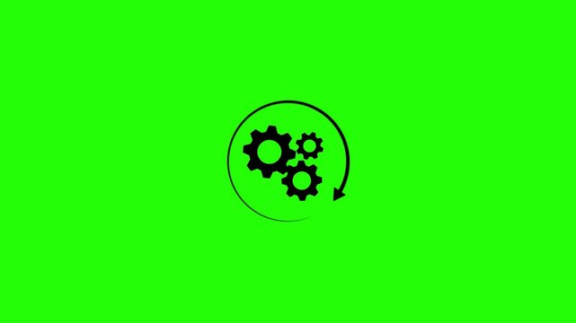 Group of gears. Alpha channel. Gears rotating animation. cogwheel gear icon logotype rotating animation. 4k