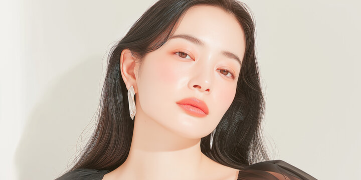美容, 女性, スキンケア, 化粧品, ビューティー, 若い女性, 美肌, 日本人, アジア人, フェイシャル, メイク, 美容液, 保湿, クリーム, エイジングケア, 美容医療, エステ, 美容クリニック, 肌ケア, ナチュラルメイク, 透明感, ツヤ肌, モデル, 笑顔, ポートレート, クローズアップ, リラックス, 癒し, 健康的, 美白, コラーゲン, ヒアルロン酸, アンチエイジング
