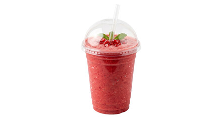 Refreshing red berry smoothie with pomegranate seeds and mint leaves in a clear cup © Sapphire