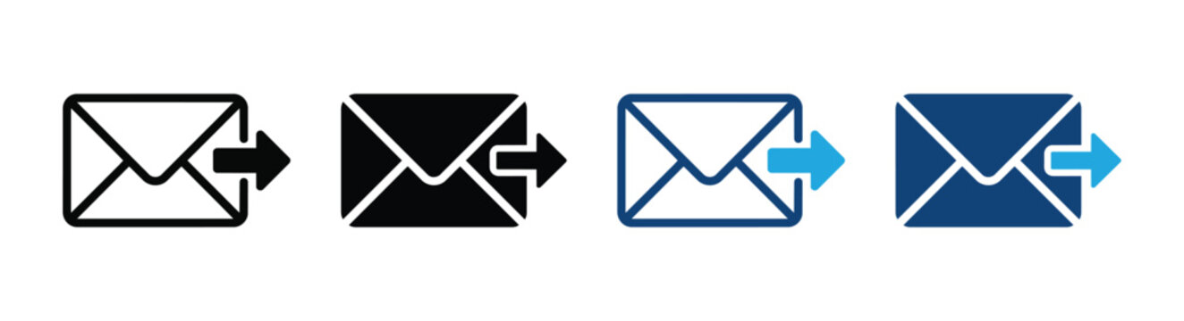 Email Export Icon Set , for Mail Transfer, Download, Forward and Data Export . Vector Illustration