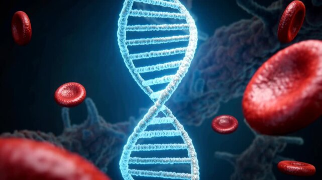 DNA helix red blood cell gene genome medical science biology molecular structure research background chromosomal cell study