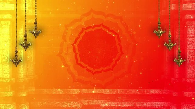 Vibrant Orange and Yellow Traditional Indian Festival Motion Background