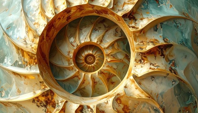 Ancient ammonite fossil shell showing spiral texture