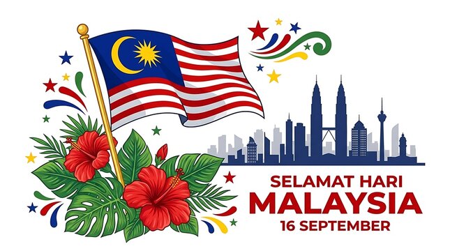 Selamat hari malaysia celebration greeting card design