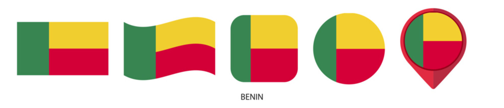 Benin flag icon set on transparent background