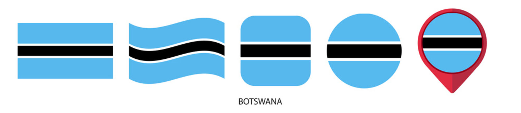 Botswana flag icon set on transparent background