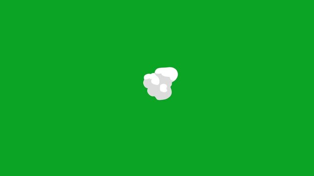2d smoke flash, fx explosion elements, motion graphics hand-drawn animations of cartoon smoke explode effects on green background Alpha channel 4K