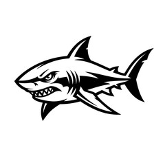 Fototapeta premium Aggressive great white shark mascot vector logo.