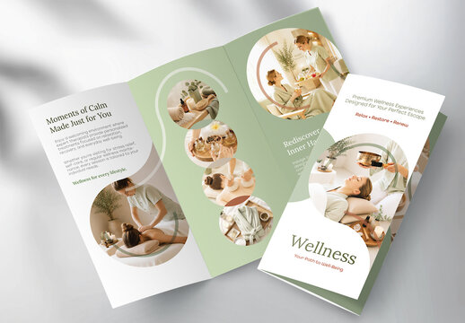 Modern Wellness Spa Trifold Brochure Template for Holistic Health and Massage Center