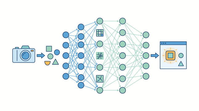 Neural network processing visual data from a camera to generate a processed image