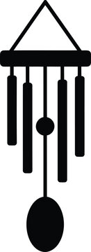 Silhouette design of a classic hanging wind chime musical instrument vector
