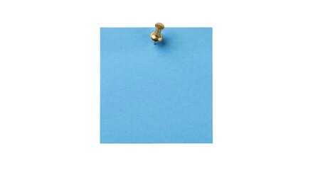 A single blue sticky note is attached to a white background with a brass thumbtack © Sapphire