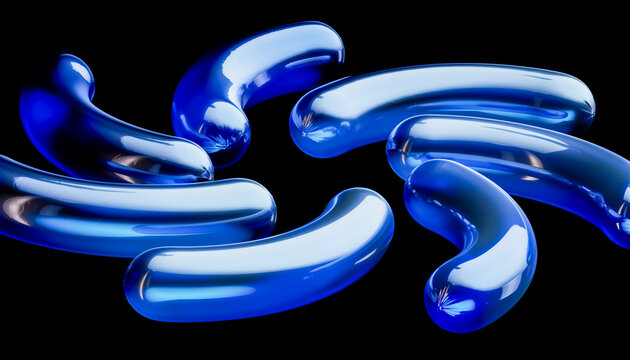 3D cobalt capsule cluster spreads through an open layout