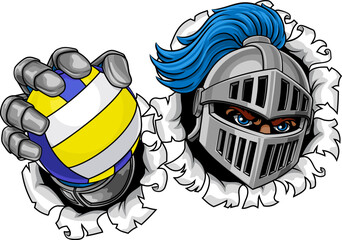 Obraz premium Medieval Knight Volleyball Ball Sports Team Mascot