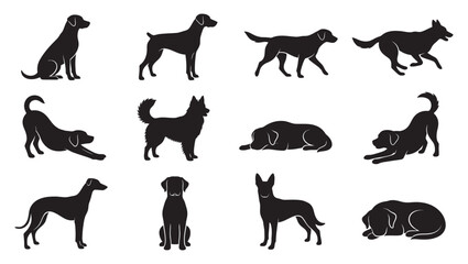 Obraz premium Minimalist Dog Silhouette Vector Set