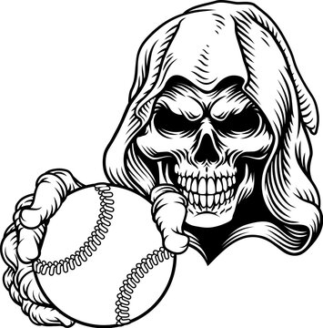 Grim Reaper Death Skeleton Baseball Team Mascot