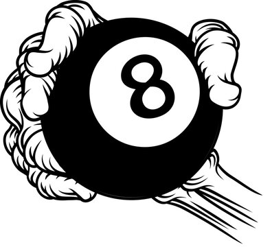 Skeleton Grim Reaper Hand Pool Ball Team Mascot