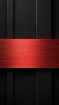 Abstract background with red brushed metal plate on black vertical panels