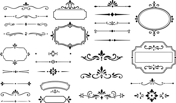  Decorative divider elements set with ornamental borders, doodle separators, page dividers and elegant header design accents. Vector decoration collection eps