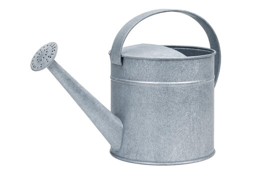 Simple galvanized steel watering can for watering indoor potted plants with watering galvanized gardening
