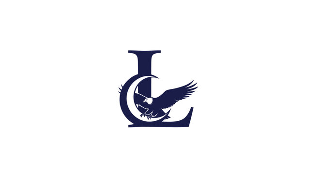 Elegant Letter L with Soaring Eagle Design.