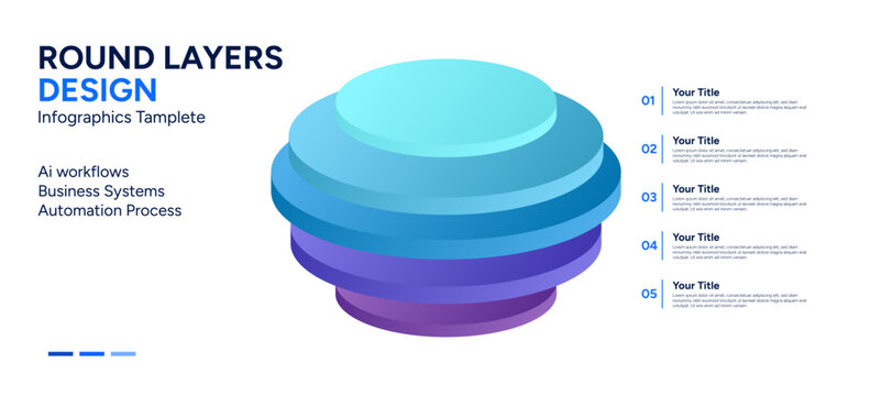 Isometric 3D Round Layers Stack Infographic Presentation Template for AI Workflows and Business Automation