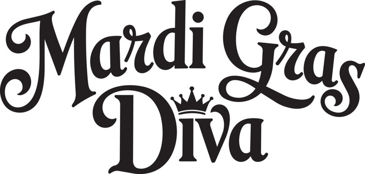  MARDI GRAS DIVA TYPOGRAPHY SILHOUETTE