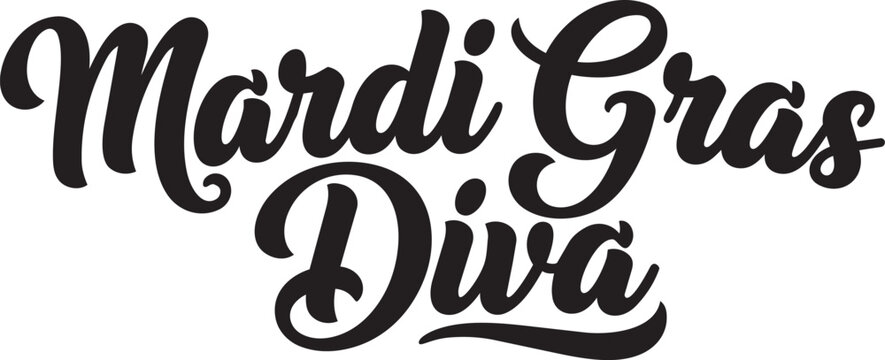  MARDI GRAS DIVA TYPOGRAPHY SILHOUETTE