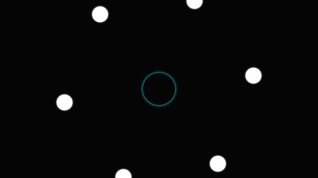 Minimalist geometric arrangement of white dots surrounding a blue circle