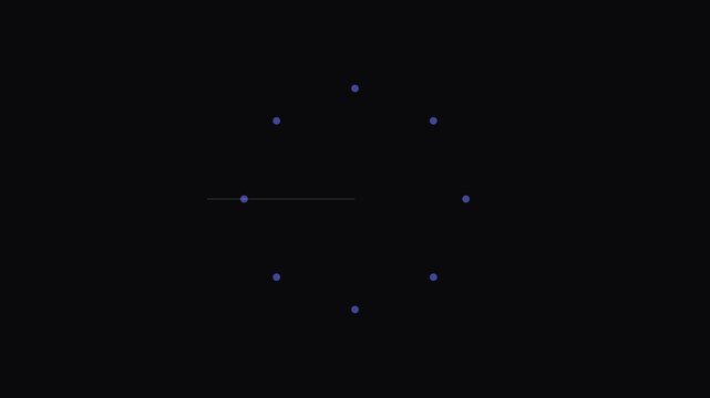 Minimalist circular arrangement of small purple dots on a dark background