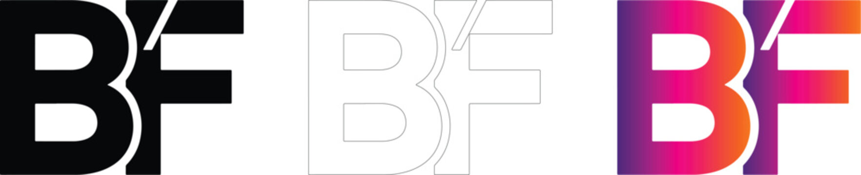 Professional BF Initial Monogram Logo Design in Solid Outline and Modern Gradient Style
