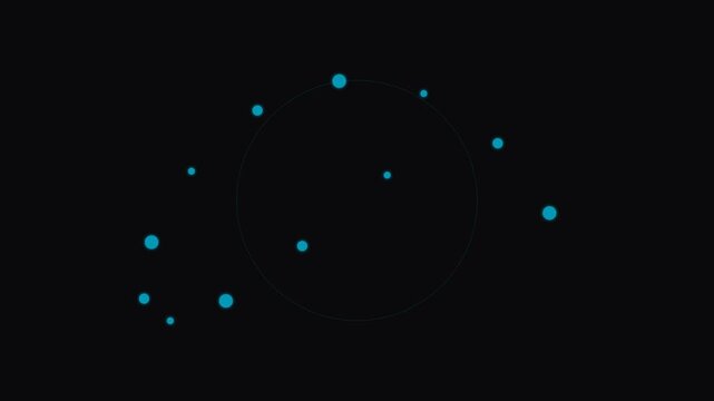 Minimalist blue dots scattered across a solid black background surface