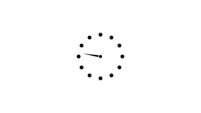 Minimalist clock face with black dots on white background ticking away time simple black and white.