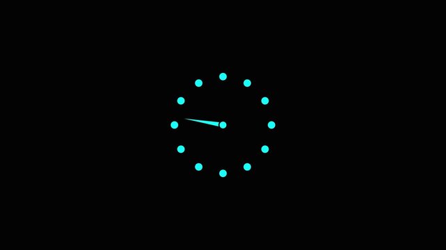 Minimalist Teal Clock Face with Dots on Black Background Time Concept Modern.